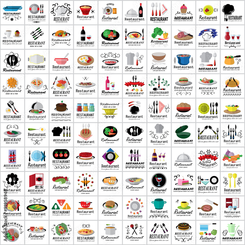 Restaurant Flat Icons Set: Vector Illustration Restaurant Flat Icons Set: Vector Illustration