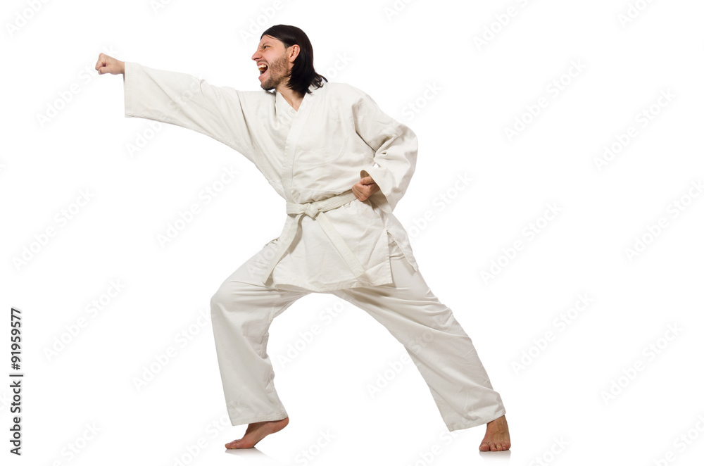 Karate fighter isolated on white Karate fighter isolated on white