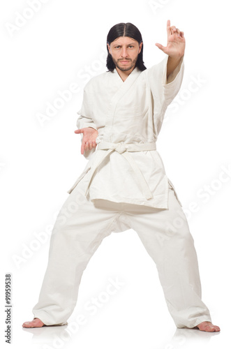Karate fighter isolated on white