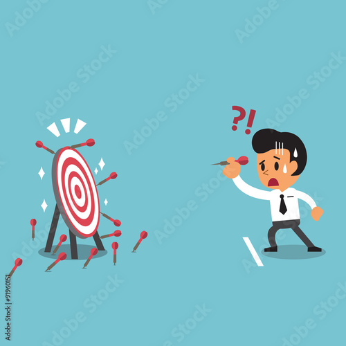 Businessman try to hit a target