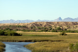 Marsh and mountains near the Colorado River at Havasu National Wildlife Refuge in Arizona