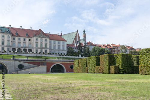 A view of the Baroque Royal Palace from the Vistula river in Warsaw, Poland. The Royal Palace was burnt down in 1939 completely destroyed in 1944 and restored early 70s of the 20th century