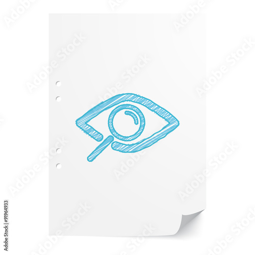 Blue handdrawn Observation illustration on white paper sheet wit