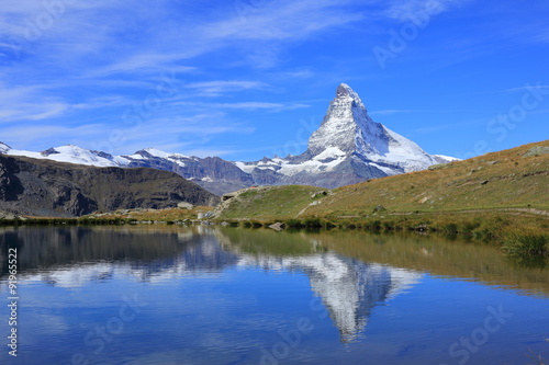 Matterhorn and beautiful lake in Switzerland © mfs_plus