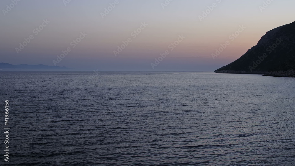 Night falls over the coast in Dubrovnik archipelago Night falls over the coast in Dubrovnik archipelago