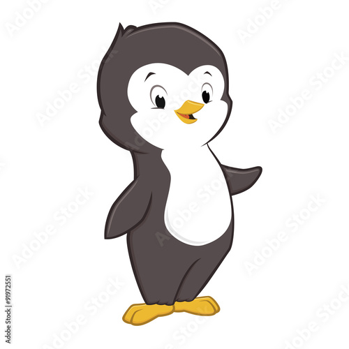 Vector illustration of cute cartoon baby penguin