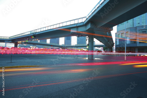 Urban footbridge and road intersection of night scene