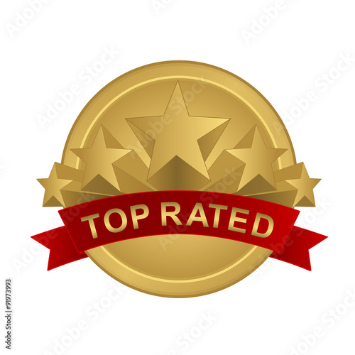 5 stars top rated coin with ribbon