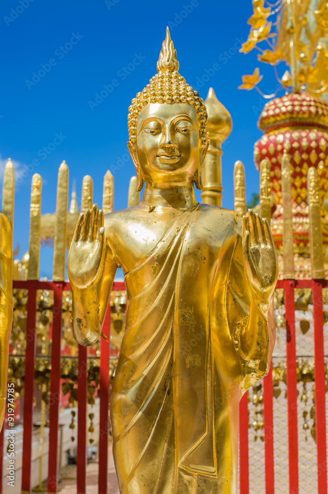 Golden statue of buddha in Wat Phra That Doi Suthep, Chiang Mai Thailand