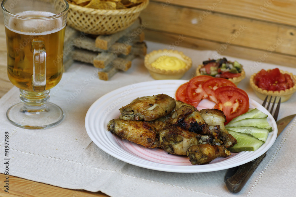 wings barbecue sauce vegetables