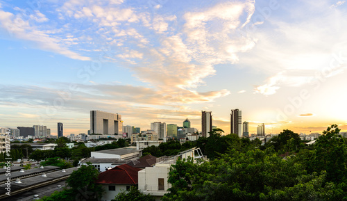 Bangkok cityscape at sunset. © Eakkaluk
