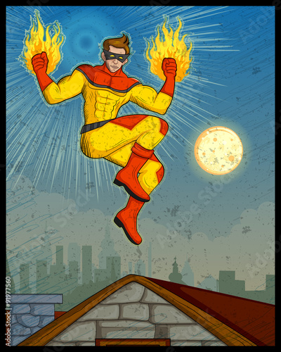 Retro style comics Superhero