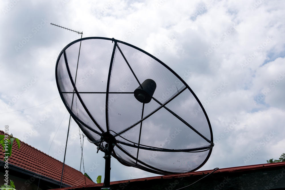 Satellite dish on the roof. Satellite dish on the roof.