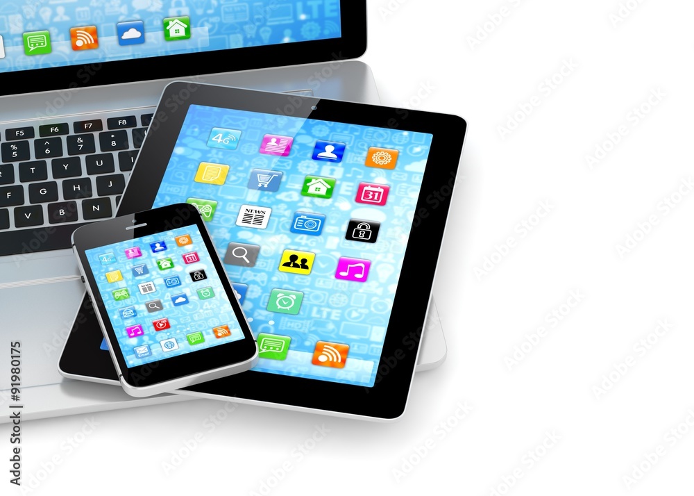 Laptop, phone and tablet pc. Laptop, phone and tablet pc.