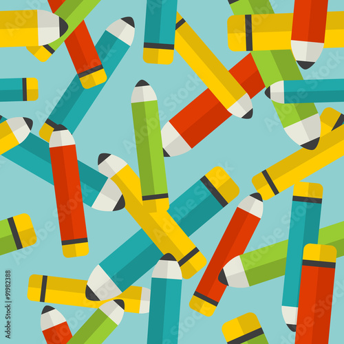 Seamless pattern with colorful pencils.