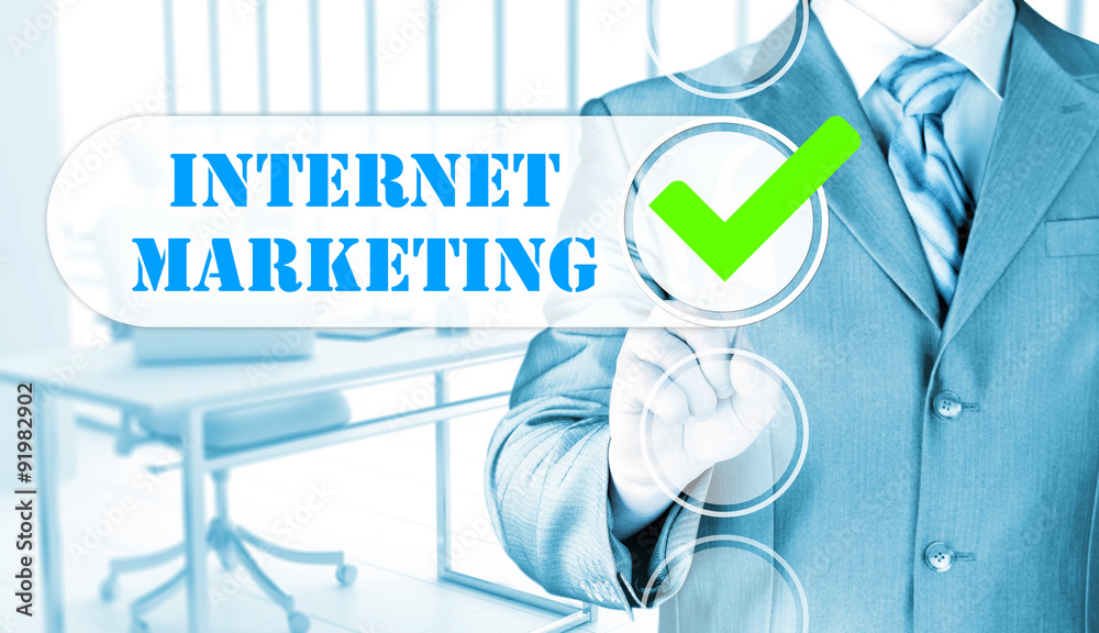 business man pressing checkbox internet marketing business man pressing checkbox internet marketing