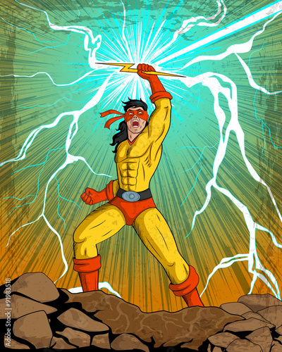 Retro style comics Superhero