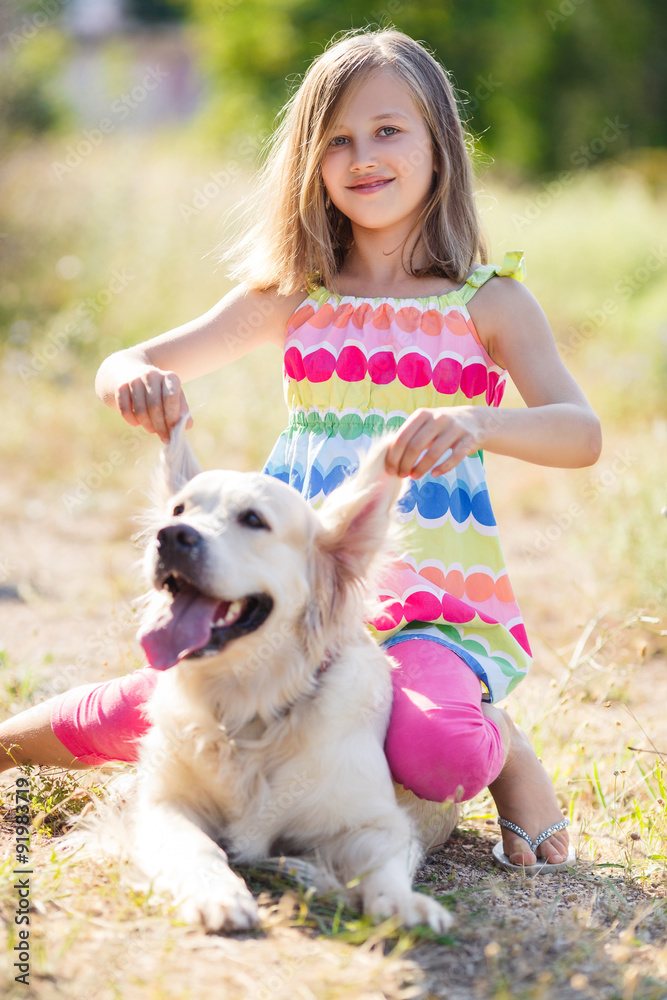 Portrait of a Girl with her beautiful dog outdoors. Portrait of a Girl with her beautiful dog outdoors.