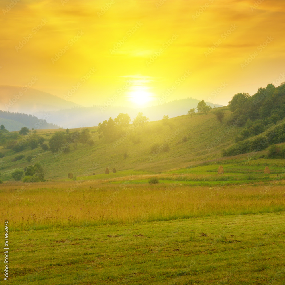 beautiful mountain landscape and sunrise