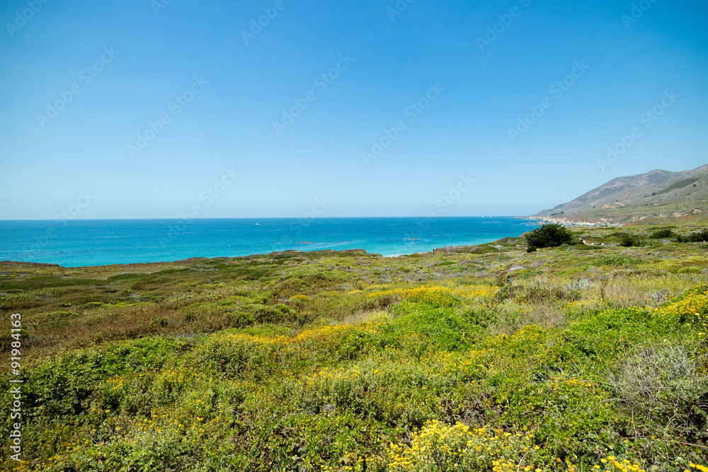 Beautiful coastal view and seascape from the Pacific Coast Highway Route 1, California, United States Beautiful coastal view and seascape from the Pacific Coast Highway Route 1, California, United States