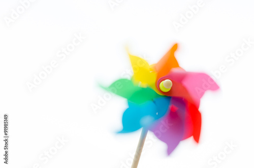 Colored pinwheel spinning