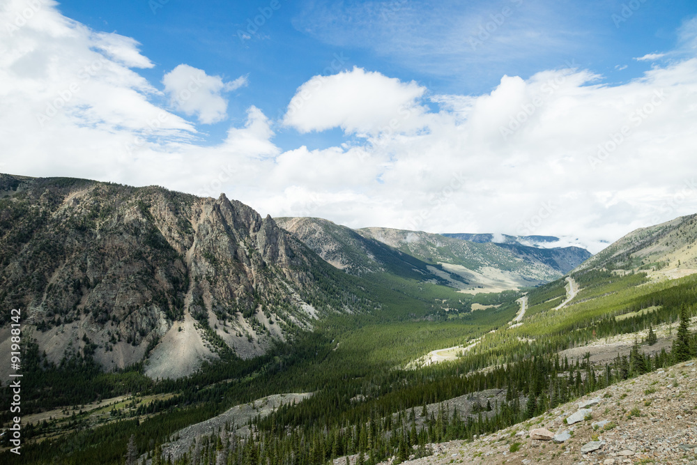 Epic view along the Beartooth highway, the most scenic highway in the USA on the way to Yellowstone National Park, Montana