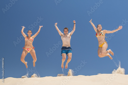 People jumping in summer