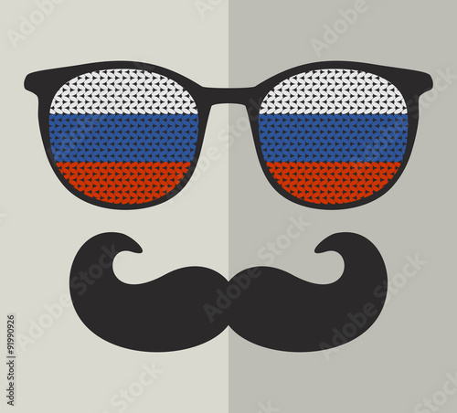 Retro sunglasses with reflection for hipster.