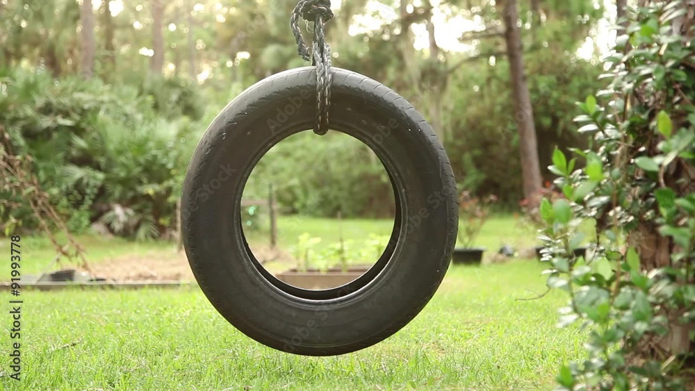Tire Swing in Garden Tilt Shot Tire Swing in Garden Tilt Shot