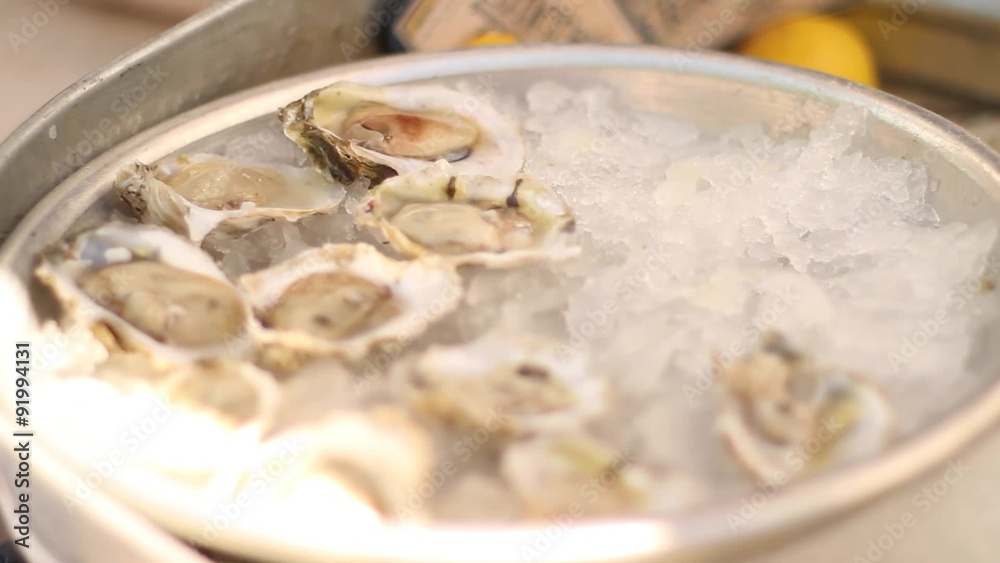 Oysters Being Put on Ice Oysters Being Put on Ice
