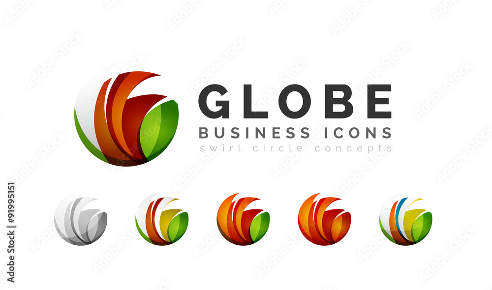 Fototapeta premium Set of globe sphere or circle logo business icons