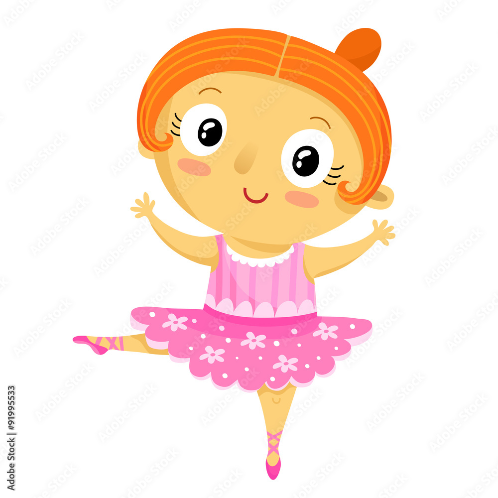 Girl ballerina, cartoon character isolated on white Girl ballerina, cartoon character isolated on white