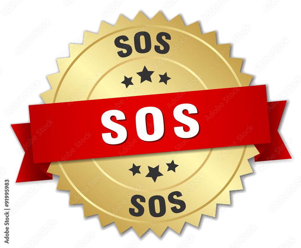 sos 3d gold badge with red ribbon sos 3d gold badge with red ribbon