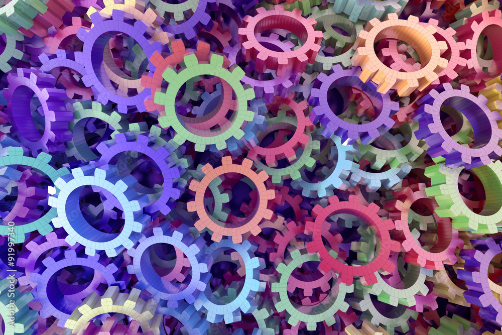 Colored gears background, technology and industry concepts Colored gears background, technology and industry concepts