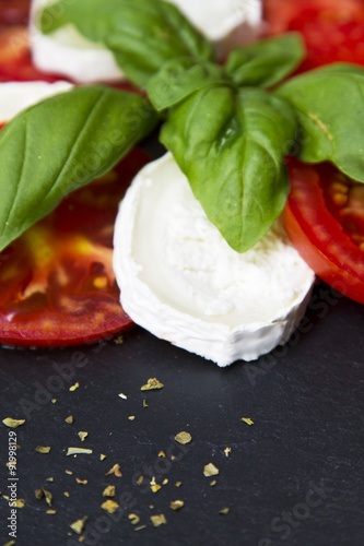 goat cheese with basil and tomato