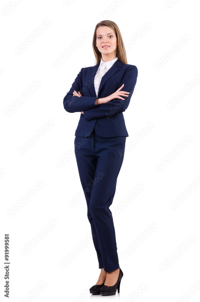 Businesswoman in blue suit isolated on white Businesswoman in blue suit isolated on white