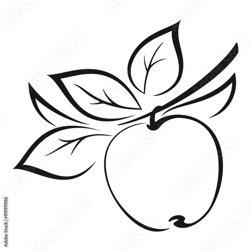 Apple with Leaves Black Pictogram