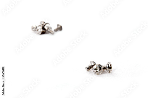 Isolated screws on white background