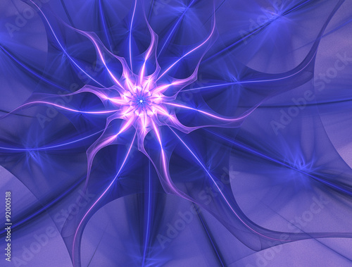 Abstract fractal flower  energy . Graphic .  Purple   blue