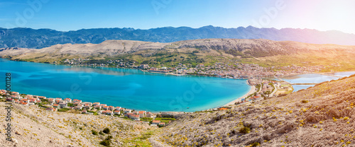 Aerial view of Croatian island of Pag photo
