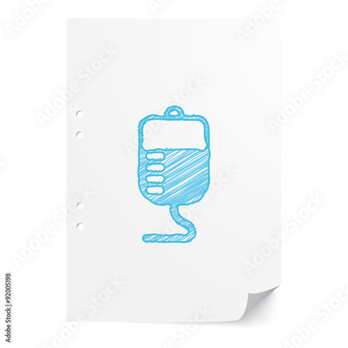 Blue handdrawn Transfusion illustration on white paper sheet wit