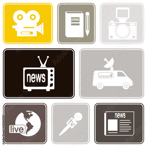 Seamless background with journalism icons for your design