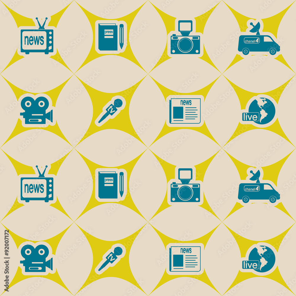Seamless background with journalism icons for your design Seamless background with journalism icons for your design