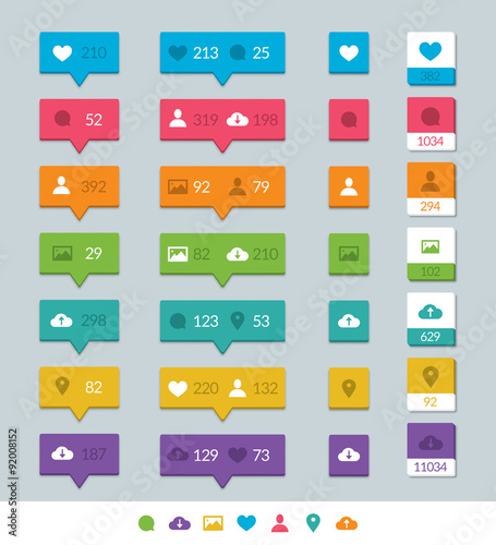 Social media icons and design elements