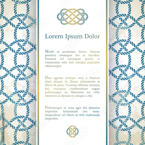 Invitation card with nautical rope decor