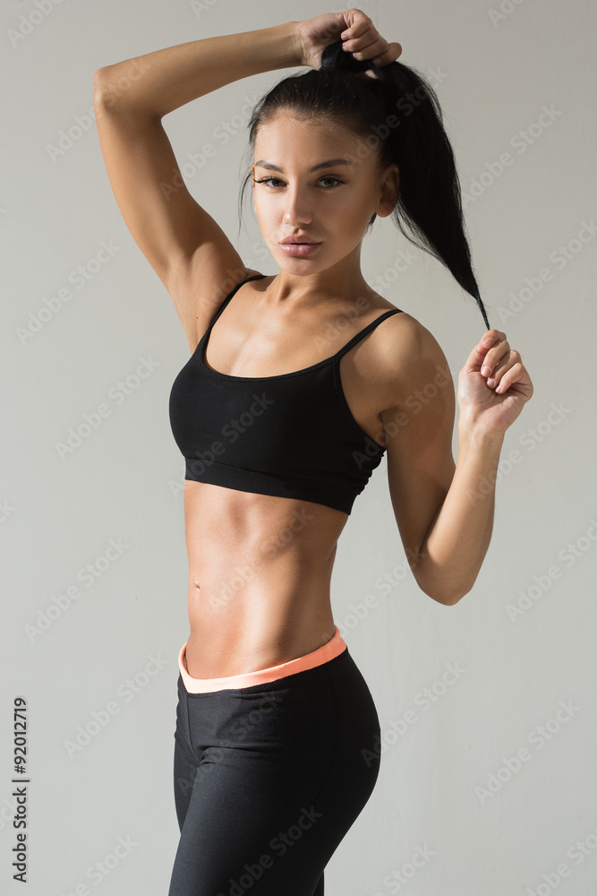 attractive fitness woman trained female body Stock Photo Adobe