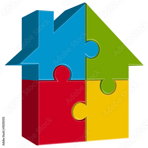 puzzle house with four parts