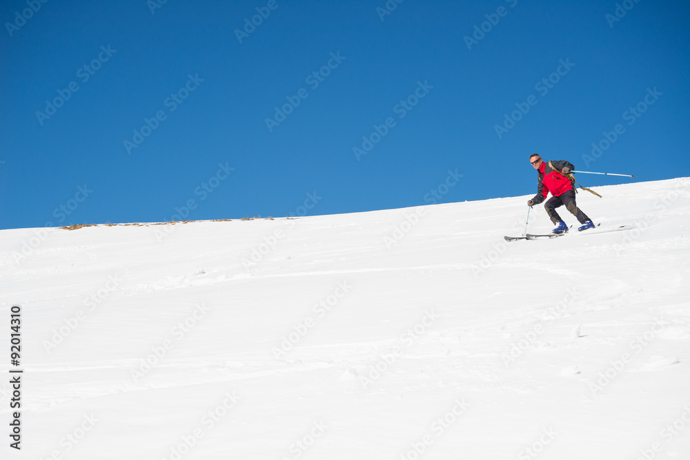 Skiing on the majestic italian alpine arc