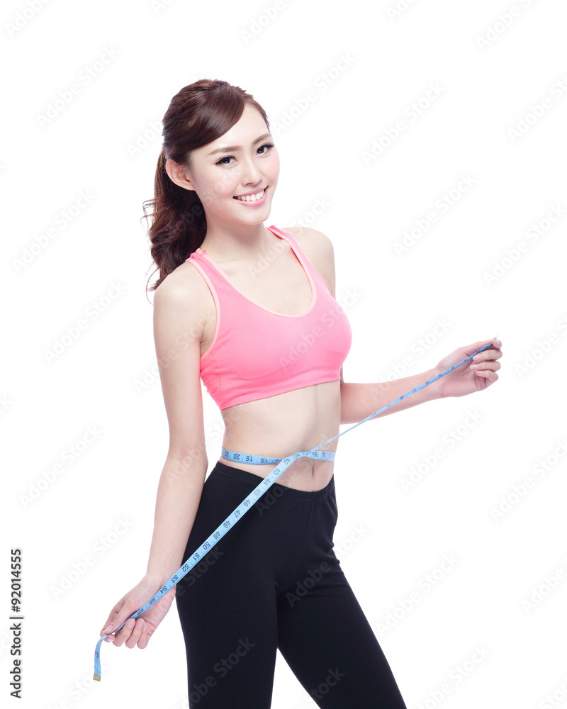 Sport girl hold measure tape