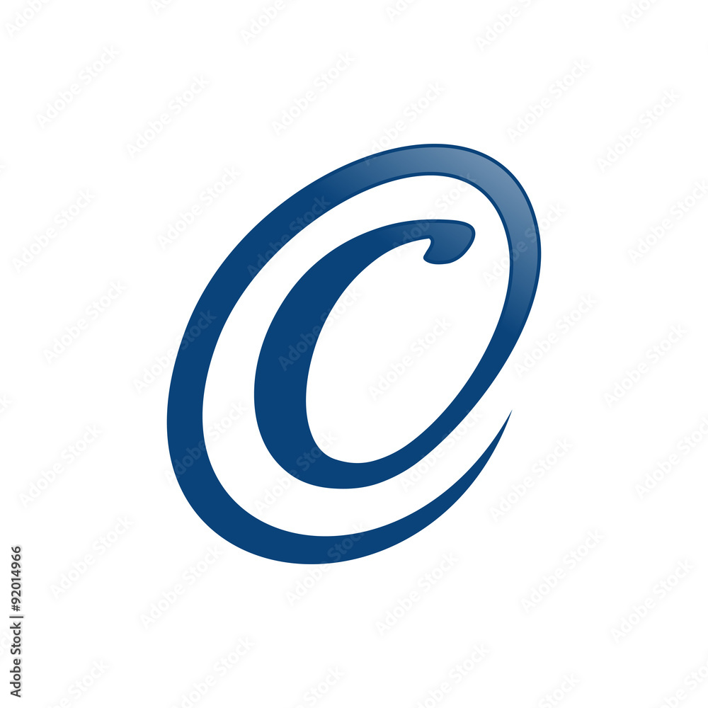 Elegant Swirling 'C' Initial Letter Mark | Stylish Blue Monogram Brand Identity Elegant Swirling 'C' Initial Letter Mark | Stylish Blue Monogram Brand Identity